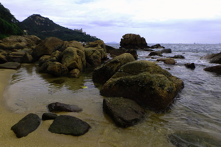 coast, rock, rock - object, water, solid, sky, beauty in nature, HD wallpaper