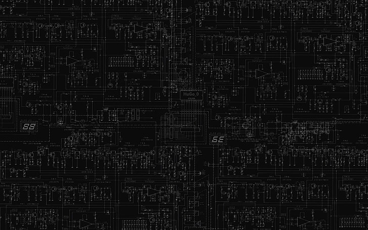 black, Bw, Circuits, Diagram, Schematic, backgrounds, full frame, HD wallpaper