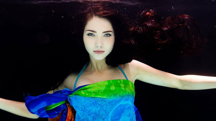 Actresses, Jessica Green, Australian, Blue Eyes, Model, Underwater, HD wallpaper