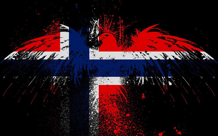 eagles, flags, norway, norwegian, HD wallpaper