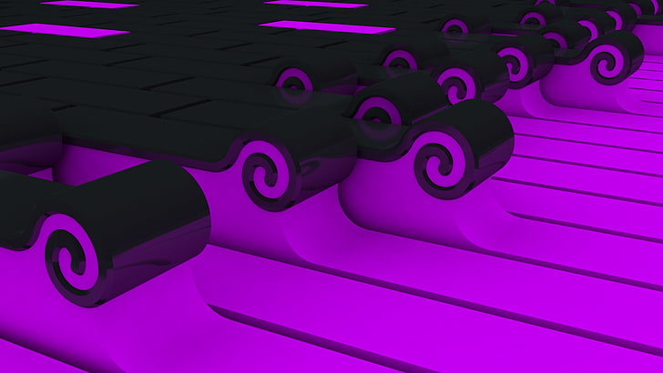3D Abstract, waveforms, art installation, pink color, no people