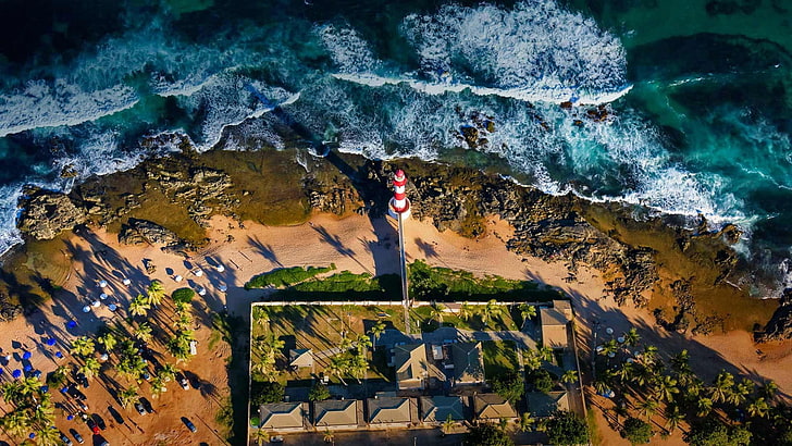 lighthouse, El Salvador, aerial view, sea, nature, high angle view
