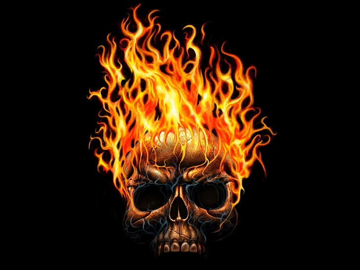 Fire Skull skull on fire HD phone wallpaper  Peakpx