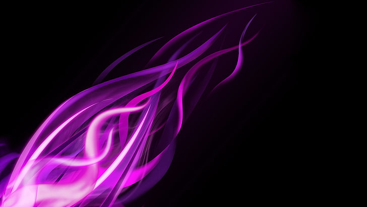 wavy lines, abstract, black background, purple, digital art, HD wallpaper