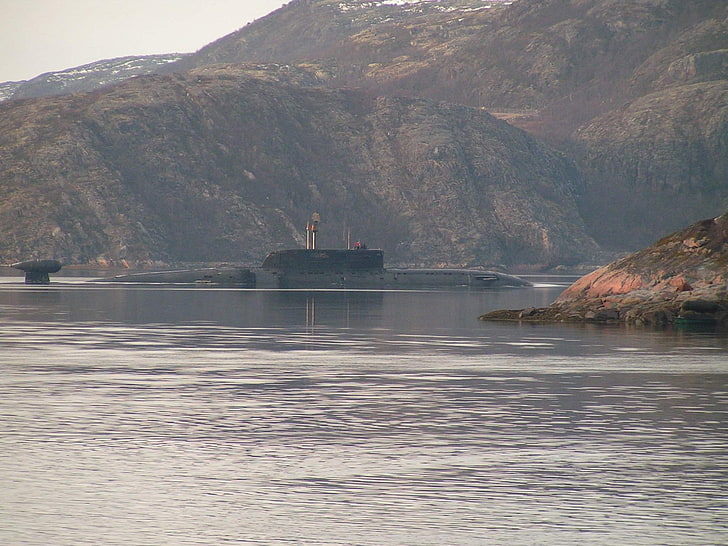 submarine, military, boat, ship, vehicle, mountain, water, scenics - nature, HD wallpaper