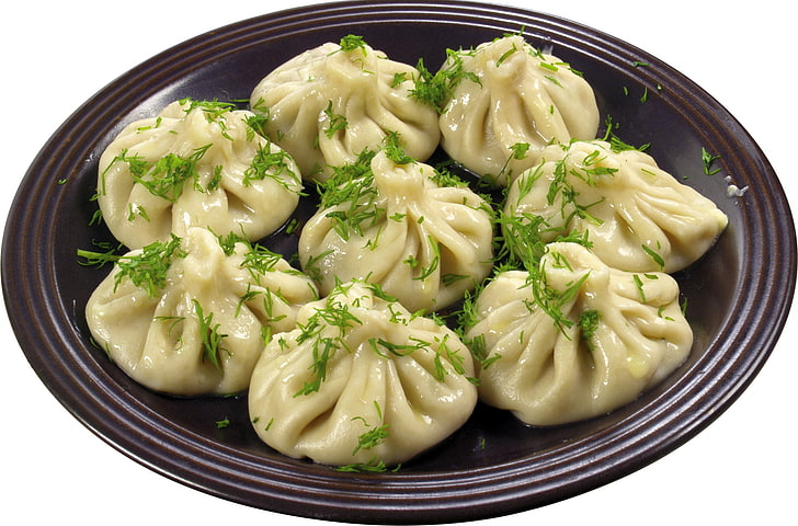 dumplings, manti, plates, herbs, meat, pastry, food, vegetable, HD wallpaper