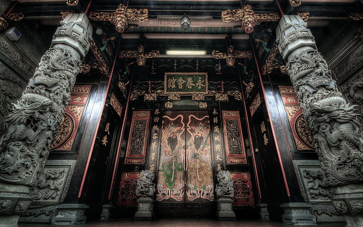 HD wallpaper: Temple, door, Oriental, columns | Wallpaper Flare