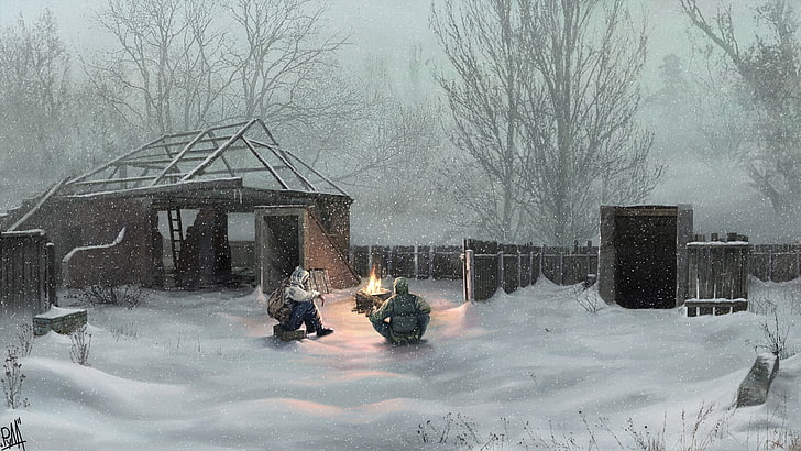 snow field, S.T.A.L.K.E.R., winter, video games, apocalyptic