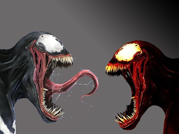 Venom and Carnage illustration, Spider-Man, Marvel Comics, animal, HD wallpaper