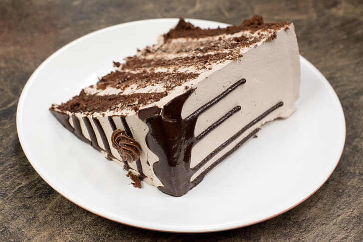 chocolate cake, slice, cream, pastry, dessert, sweet food, food and drink, HD wallpaper