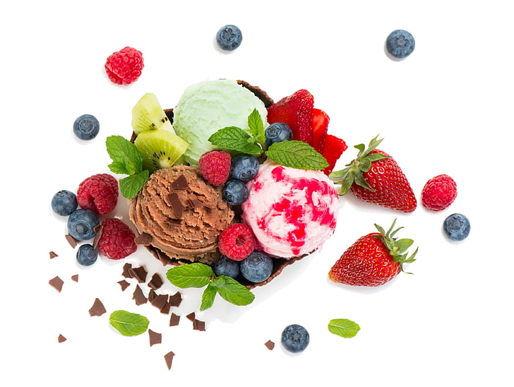 HD wallpaper: ice cream 4k best desktop wallpaper free download, berry fruit  | Wallpaper Flare