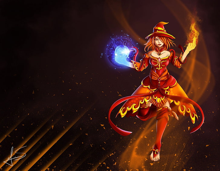 red haired female anime character, Dota, Defense of the ancient, HD wallpaper