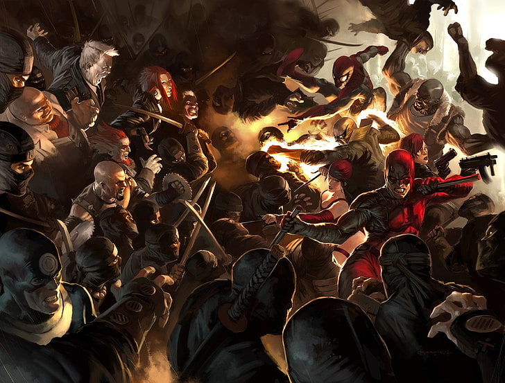 Marvel Hero digital wallpaper, Comics, Daredevil, Elektra (Marvel Comics)