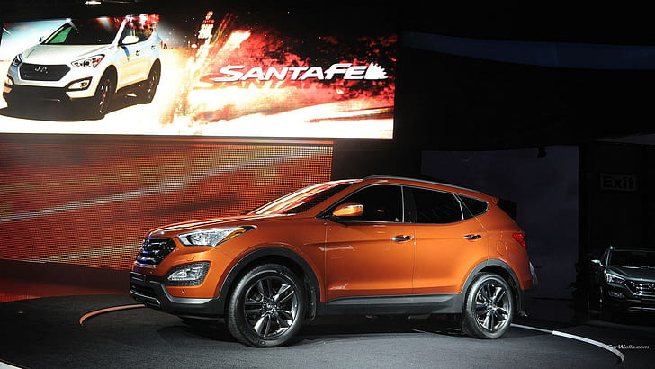 Hyundai Santa Fe, orange cars, vehicle, HD wallpaper