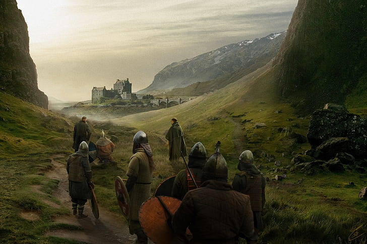 Castle, People, Knights, War, Concept Art, Outlander, The middle ages, HD wallpaper