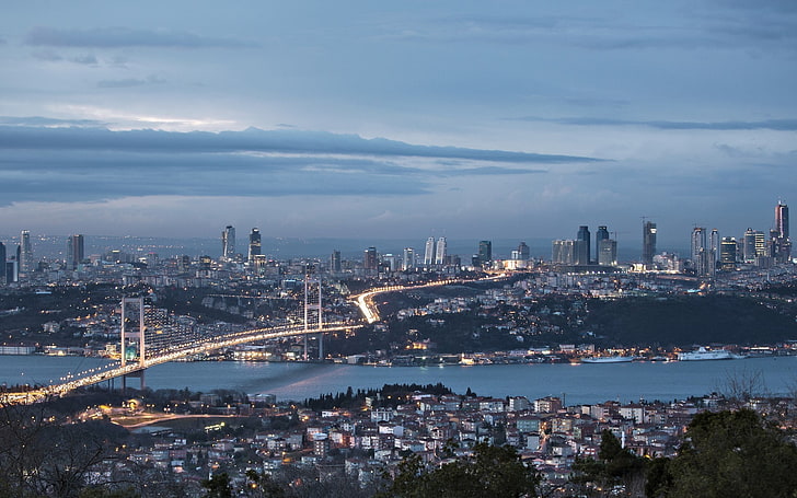 cityscape, building, river, bridge, Istanbul, Turkey, building exterior