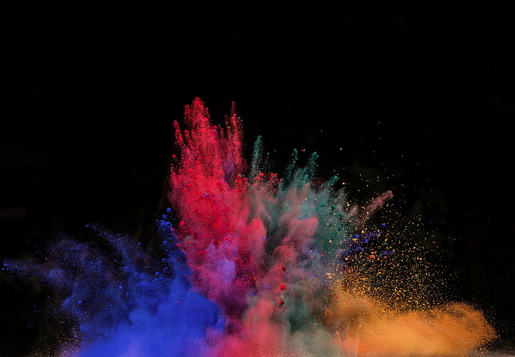 powder, colorful, black, splashes, motion, exploding, multi colored