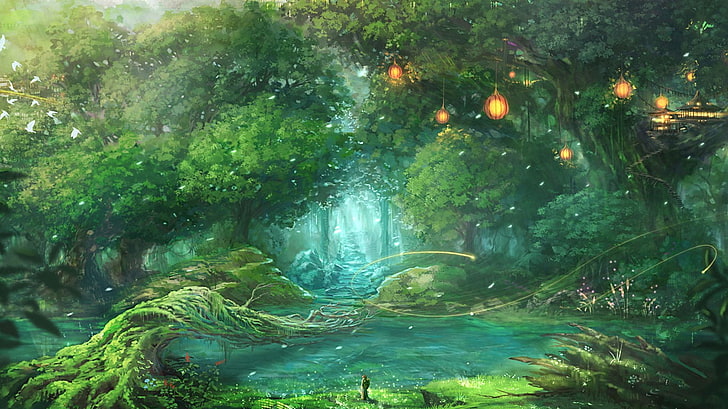 Premium Matte vertical poster Details about   A Walk in Nature Fantasy Brook & Green Trees 