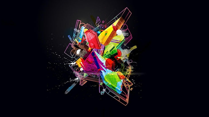 multicolored fractal art, minimalism, digital art, abstract, colorful