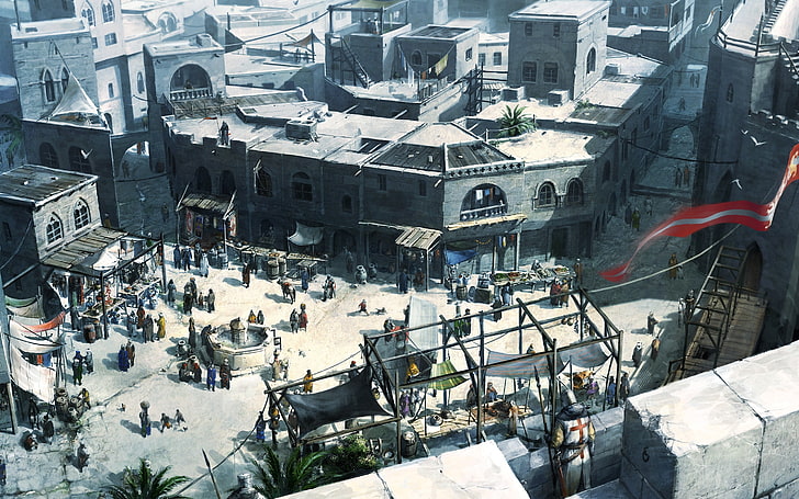 high angle view of building, Assassin's Creed, video games, built structure, HD wallpaper