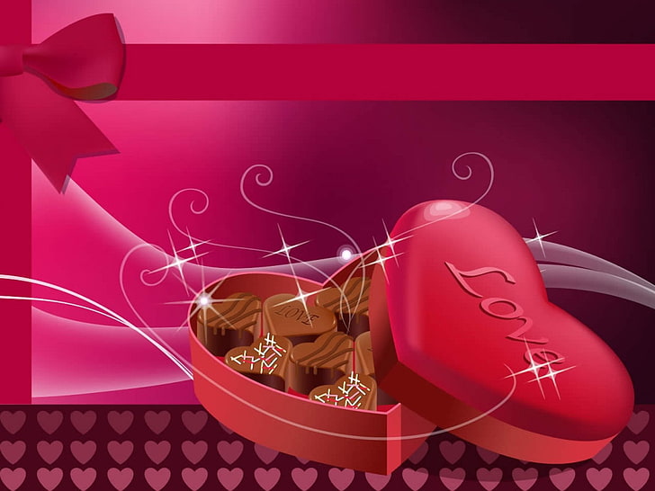 HD wallpaper: Chocolate Hearts Love, red love-printed heart box vector art  | Wallpaper Flare