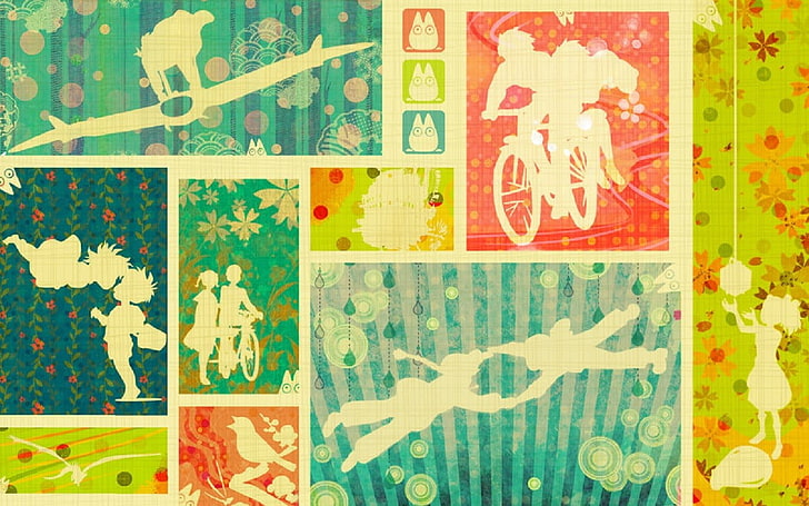 assorted color wallpaper, Studio Ghibli, My Neighbor Totoro, Howl's Moving Castle