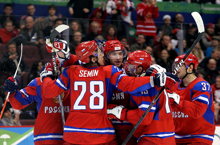 red ice hockey jersey shirt, Wallpaper, sport, form, Russia, stick