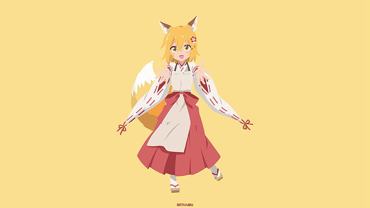 HD wallpaper: Anime, Animal Ears, Blonde, Girl, Minimalist, Senko-san (The  Helpful Fox Senko-san)