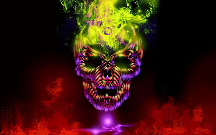 Purple Skull  Fire art Skull wallpaper Skull
