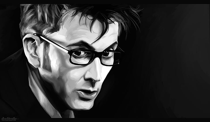 photo of man's face illustration, Doctor Who, The Doctor, David Tennant