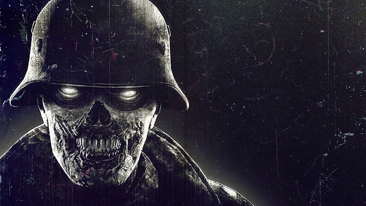 skull illustration, zombies, video games, Nazi, close-up, no people