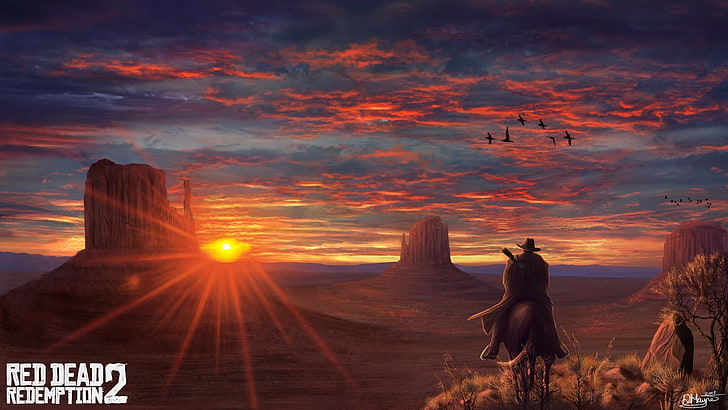 video games, Red Dead Redemption 2, sunlight, sky, Video Game Art