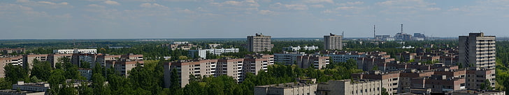 city buildings, Pripyat, panorama, town, Ukraine, nuclear, Chernobyl