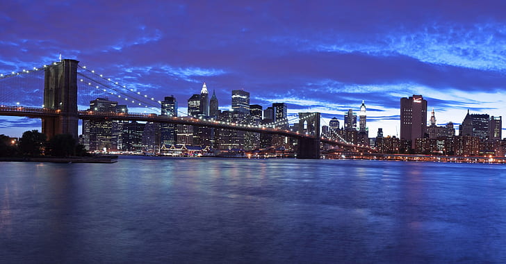 cityscape, New York City, Brooklyn Bridge