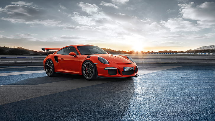 Excellent, 2015, Porsche 911 GT3 RS, Orange Car, Outdoors, HD wallpaper