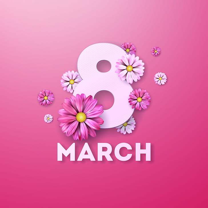 HD wallpaper: flowers, pink background, March 8, women's day, 8 march |  Wallpaper Flare