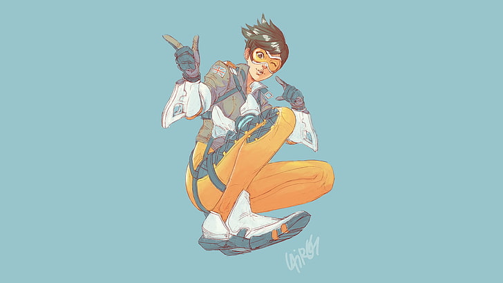 Overwatch, tracer, Tracer (Overwatch), clothing, full length, HD wallpaper