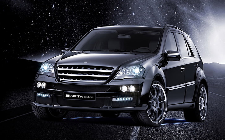 black SUV, tuning, Mercedes-Benz, jeep, Brabus, the front, crossover