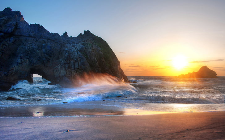 HD wallpaper: Sea Beach Landscape, Big Sur, California, Nature ...
