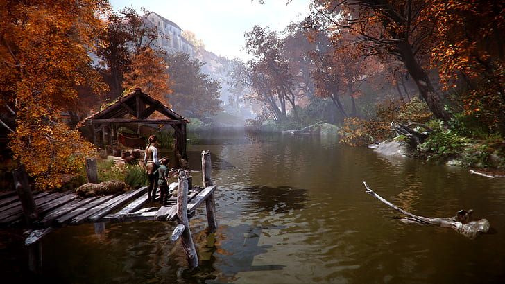 A Plague Tale Innocence, video game characters, fall, river