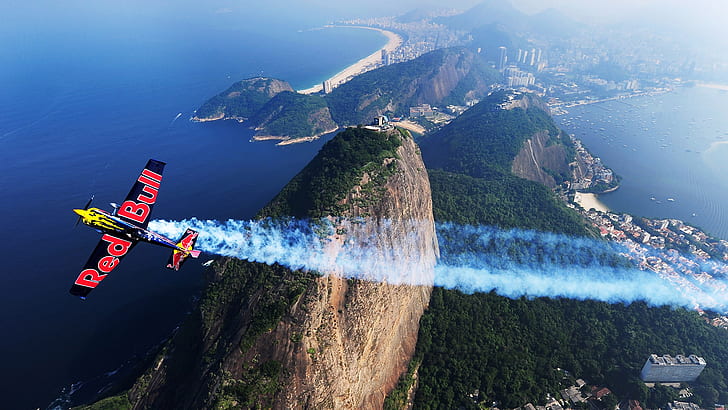 the plane, smoke, Brazil, redbull, for other visitors, art, HD wallpaper