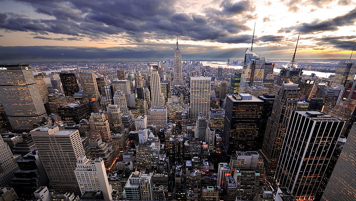 city buildings, new york, top view, skyscrapers, new York City, HD wallpaper