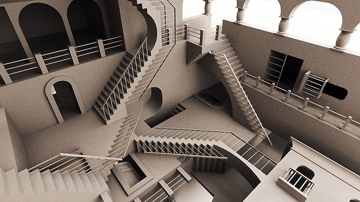 M. C. Escher, render, HD wallpaper