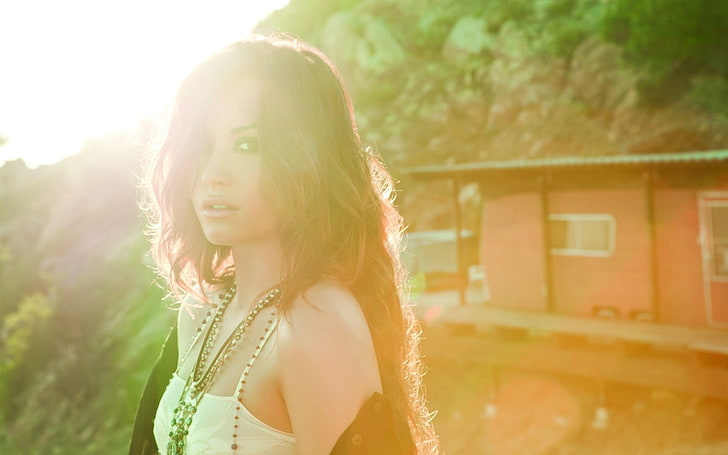 Demi Lovato, women, face, sunlight, singer, portrait, one person