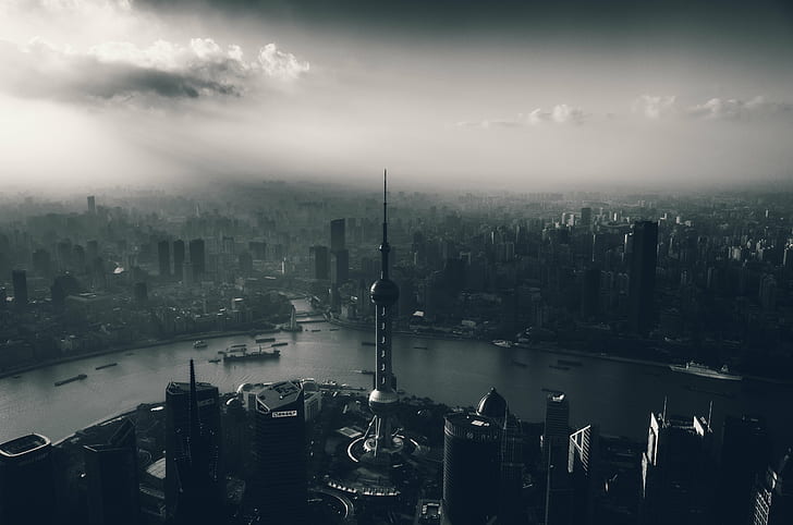 aerial view of city photo, shanghai, shanghai, Oriental  Pearl