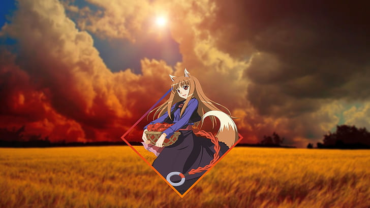Spice and Wolf, Holo (Wolf and Spice), anime, blurred, picture-in-picture, HD wallpaper