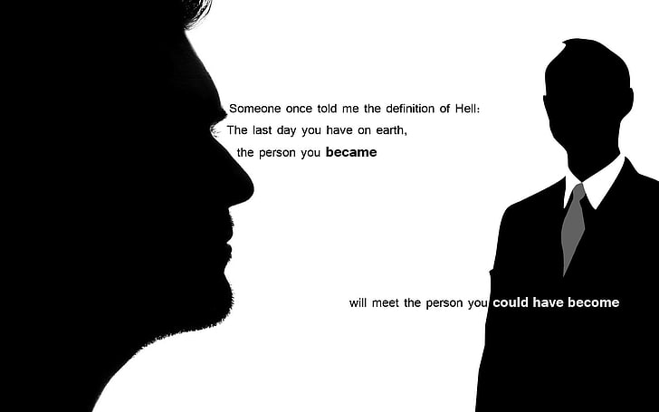 silhouette of man with text overlay, quote, men, one person, communication, HD wallpaper