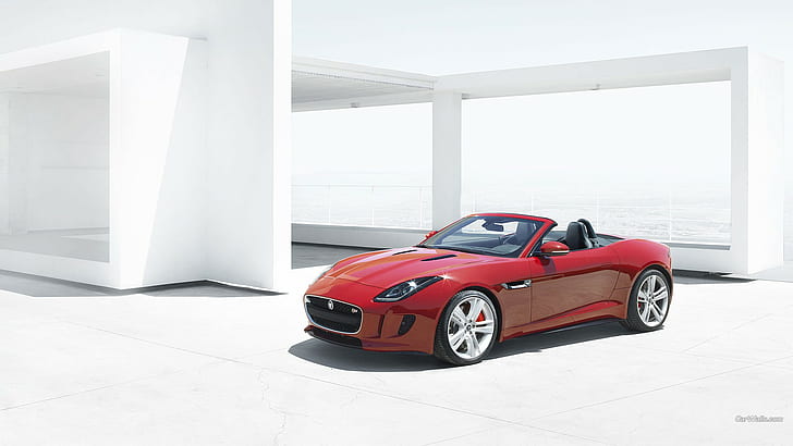 Jaguar F-Type, red cars, vehicle, Jaguar (car), HD wallpaper