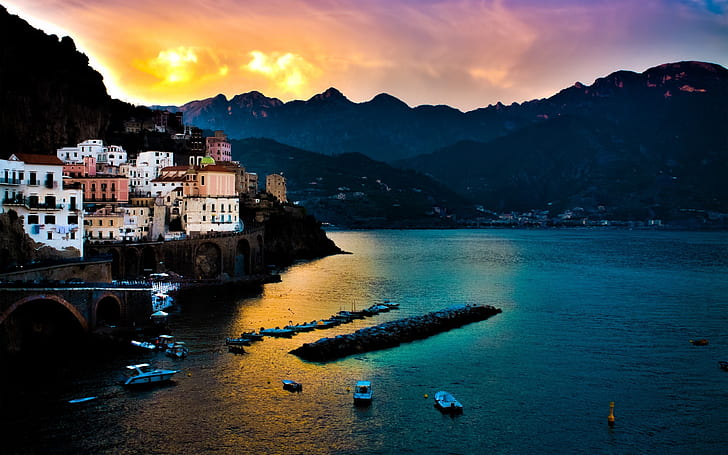 Amalfi Coast Landscape, hdr, beautiful, HD wallpaper