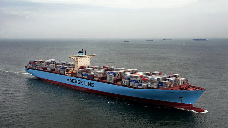 Container Ship Edith Maersk, Boat, nautical vessel, transportation, HD wallpaper